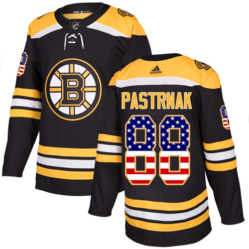 Kinder Boston Bruins Eishockey Trikot David Pastrnak #88 Authentic Schwarz USA Flag Fashion